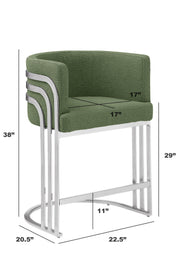 BS020 Modern Boucle Bar Stool with Chrome Triple-Rail Metal Back