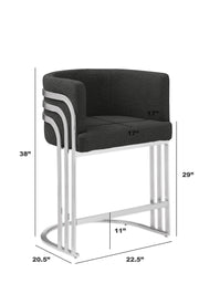 BS020 Modern Boucle Bar Stool with Chrome Triple-Rail Metal Back