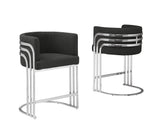 BS020 Set of 2 Modern Boucle Bar Stool with Chrome Triple-Rail Metal Back