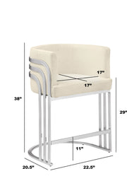 BS020 Modern Boucle Bar Stool with Chrome Triple-Rail Metal Back