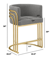 BS024 Art Deco Boucle Bar Stool with Sculptural Gold Triple-Rail Back