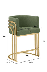 BS024 Art Deco Boucle Bar Stool with Sculptural Gold Triple-Rail Back