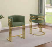 BS024 Art Deco Boucle Bar Stool with Sculptural Gold Triple-Rail Back