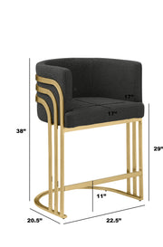 BS024 Art Deco Boucle Bar Stool with Sculptural Gold Triple-Rail Back