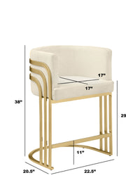 BS024 Art Deco Boucle Bar Stool with Sculptural Gold Triple-Rail Back