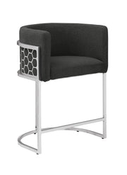 Modern Glam Teddy Fabric Bar Stool with Sculptural Chrome Honeycomb Back