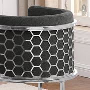 Modern Glam Teddy Fabric Bar Stool with Sculptural Chrome Honeycomb Back