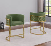 Modern Glam Teddy Fabric Bar Stool with Sculptural Gold Honeycomb Back