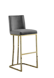 Tailored Velvet Bar Stool with Decorative Gold Ring Pull & Sled Base