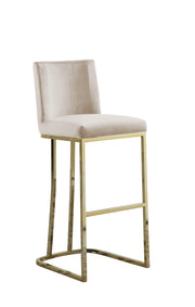 Tailored Velvet Bar Stool with Decorative Gold Ring Pull & Sled Base