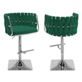 BS149 Modern Woven Swivel Bar Stool with Adjustable Chrome Square Base