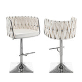 BS149 Modern Woven Swivel Bar Stool with Adjustable Chrome Square Base