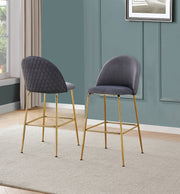 Modern Bar Stool with Diamond Quilted Back & Slender Gold Legs