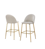 Modern Bar Stool with Diamond Quilted Back & Slender Gold Legs