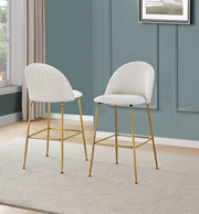Modern Bar Stool with Diamond Quilted Back & Slender Gold Legs