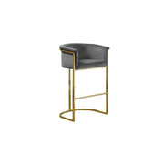 BS210 Modern Velvet Barrel Bar Stool with Polished Gold Sled Base