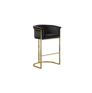 BS210 Modern Velvet Barrel Bar Stool with Polished Gold Sled Base