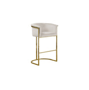BS210 Modern Velvet Barrel Bar Stool with Polished Gold Sled Base