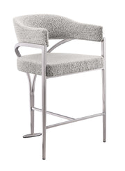 BS300 Architectural Boucle Bar Stool with Sweeping Metal Armrests