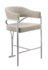 BS300 Single Architectural Boucle Bar Stool with Sweeping Metal Armrests by Quality Living Furniture