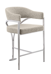 BS300 Architectural Boucle Bar Stool with Sweeping Metal Armrests