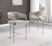 BS300 Architectural Boucle Bar Stool with Sweeping Metal Armrests