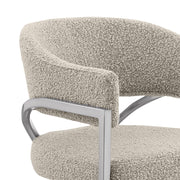 BS300 Architectural Boucle Bar Stool with Sweeping Metal Armrests