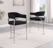 BS300 Architectural Boucle Bar Stool with Sweeping Metal Armrests