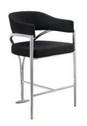 BS300 Architectural Boucle Bar Stool with Sweeping Metal Armrests