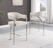 BS300 Architectural Boucle Bar Stool with Sweeping Metal Armrests
