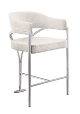 BS300 Single Architectural Boucle Bar Stool with Sweeping Metal Armrests