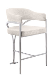 BS300 Architectural Boucle Bar Stool with Sweeping Metal Armrests