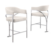 BS300 Architectural Boucle Bar Stool with Sweeping Metal Armrests