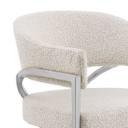 BS300 Architectural Boucle Bar Stool with Sweeping Metal Armrests