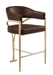 BS304L Architectural Leathaire Bar Stool with Sweeping Gold Metal Armrests
