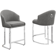 SC370-7, CH370-7, & BS370-7: Modern Teddy Upholstered Chairs with Chrome Finish Legs & Decorative Back Ring Handle (Set of 2)