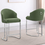 SC370-7, CH370-7, & BS370-7: Modern Teddy Upholstered Chairs with Chrome Finish Legs & Decorative Back Ring Handle (Set of 2)