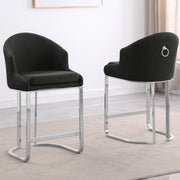 SC370-7, CH370-7, & BS370-7: Modern Teddy Upholstered Chairs with Chrome Finish Legs & Decorative Back Ring Handle (Set of 2)