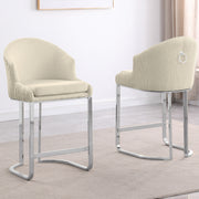 SC370-7, CH370-7, & BS370-7: Modern Teddy Upholstered Chairs with Chrome Finish Legs & Decorative Back Ring Handle (Set of 2)