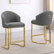 SC370-7, CH370-7, & BS370-7: Modern Teddy Upholstered Chairs with Chrome Finish Legs & Decorative Back Ring Handle (Set of 2)