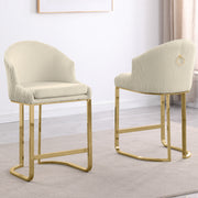 SC370-7, CH370-7, & BS370-7: Modern Teddy Upholstered Chairs with Chrome Finish Legs & Decorative Back Ring Handle (Set of 2)