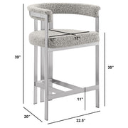 SC380-7. CH380-7, & BS380-7: Modern Boucle Upholstered Chairs with Matte Brushed Chrome Finish Legs (Set of 2)