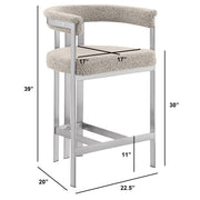 SC380-7. CH380-7, & BS380-7: Modern Boucle Upholstered Chairs with Matte Brushed Chrome Finish Legs (Set of 2)