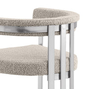 BS380 Architectural Boucle Bar Stool with Matte Brushed Flat-Strap Frame & Floating Back