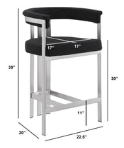 BS380 Architectural Boucle Bar Stool with Matte Brushed Flat-Strap Frame & Floating Back
