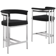 SC380-7. CH380-7, & BS380-7: Modern Boucle Upholstered Chairs with Matte Brushed Chrome Finish Legs (Set of 2)