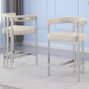 SC380-7. CH380-7, & BS380-7: Modern Boucle Upholstered Chairs with Matte Brushed Chrome Finish Legs (Set of 2)