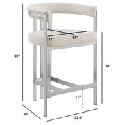 SC380-7. CH380-7, & BS380-7: Modern Boucle Upholstered Chairs with Matte Brushed Chrome Finish Legs (Set of 2)