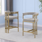 BS380 Architectural Boucle Bar Stool with Matte Brushed Flat-Strap Frame & Floating Back