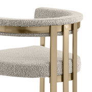 BS380 Architectural Boucle Bar Stool with Matte Brushed Flat-Strap Frame & Floating Back